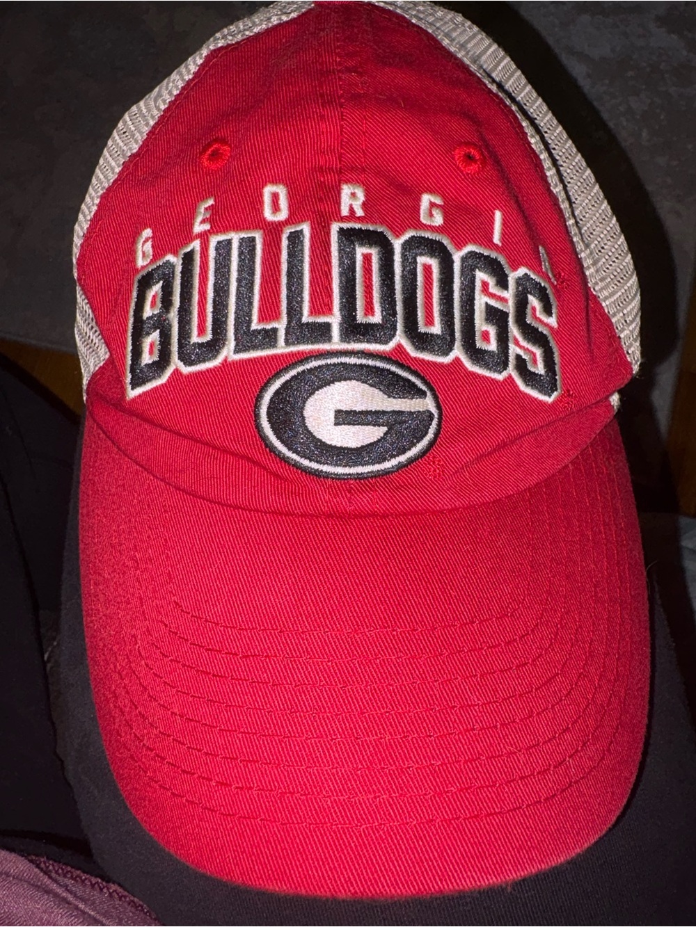 UGA Bulldogs Genuine College Product Trucker Hat - Red & Tan GA